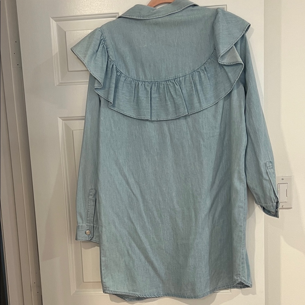 Zara Denim Dress with Ruffle Detail - Picture 4 of 4